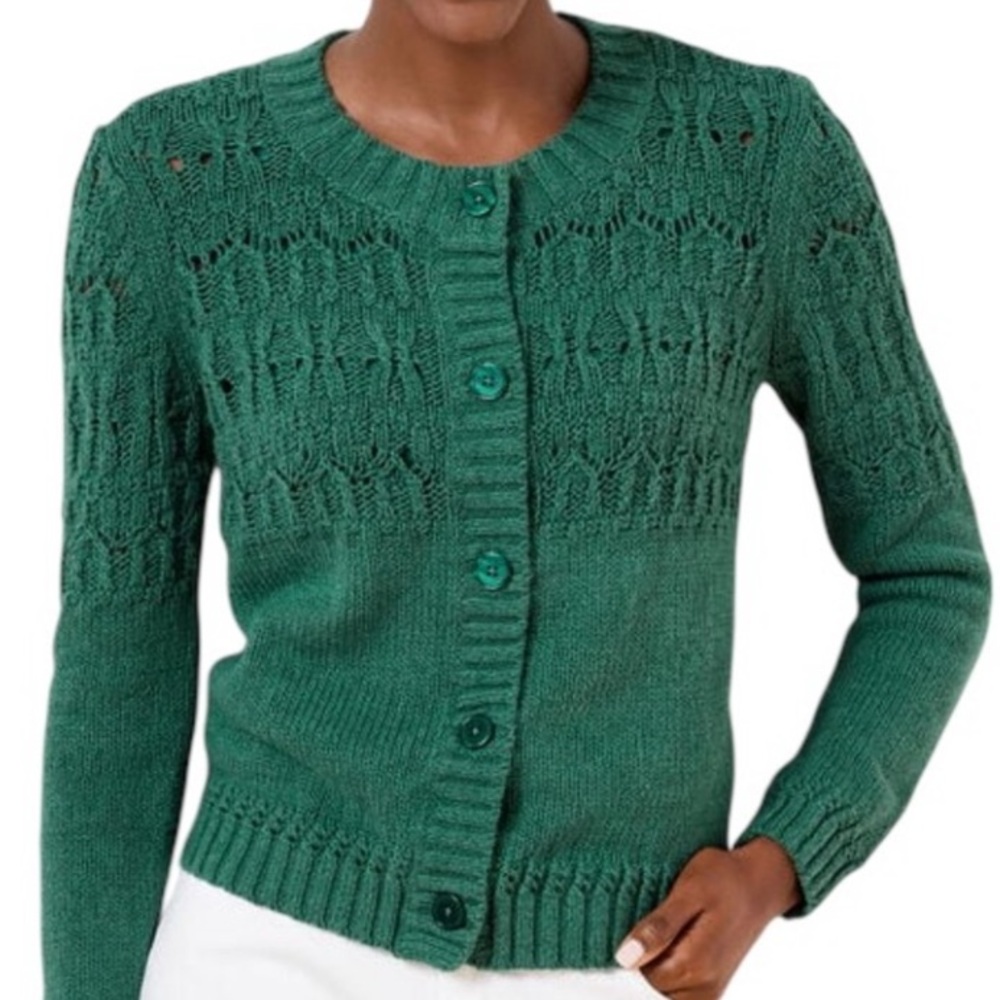 Talbots Cotton Heritage Green Women's Cardigan Size Small